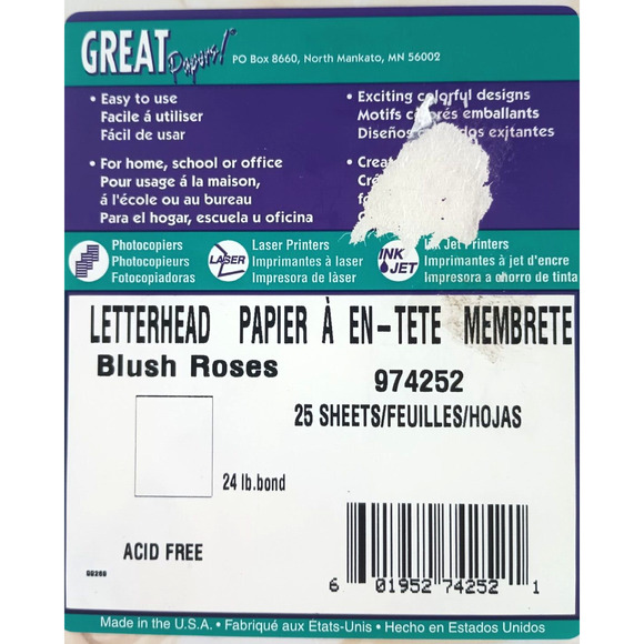 Printer Paper Blush Roses Leatherhead 25 Sheets 974252 - Picture 1 of 3